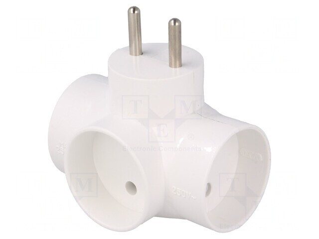 Conector Alimentare AC Spliter Alb 2P 3x Soclu