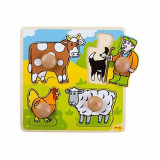 Primul meu puzzle - 4 animale domestice PlayLearn Toys, BigJigs Toys