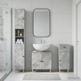 Cumpara ieftin Set de cabinet pentru baie cu 3 piese ALKMAAR Gri Beton