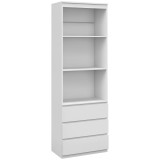 HOMCOM Bibliotecă &icirc;naltă de 180 cm cu 3 rafturi și 3 sertare 60 x 35 x 180 cm din lemn alb | Aosom Romania