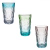 Set 3 Pahare Sticlă Reliefată Multicolor 400ml - Pahare colorate, rezistente, design modern. Compatibile masina de spalat vase. Cadoul ideal!