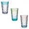 Set Pahare Sticlă, Model Reliefat, Multicolor, Capacitate 400ml, 3 Bucăți