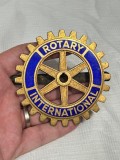 EMBLEMA AUTO - ROTARY International - Pt. Grila - Alama + Email - 9.5 cm - Rara - Vintage !