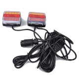 Set 2 lampi led 12v cu prindere magetica si cablu 7.5m cu priza pentru remorca