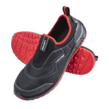 Pantofi de lucru Lahti Pro, marimea 43, mesh 3D elastic, talpa poliuretan, componente reflectorizante, Negru/Rosu