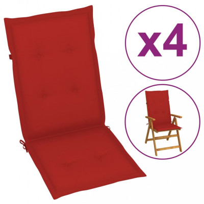 Perne scaun de grădină, 4 buc, roșu, 120x50x3 cm foto