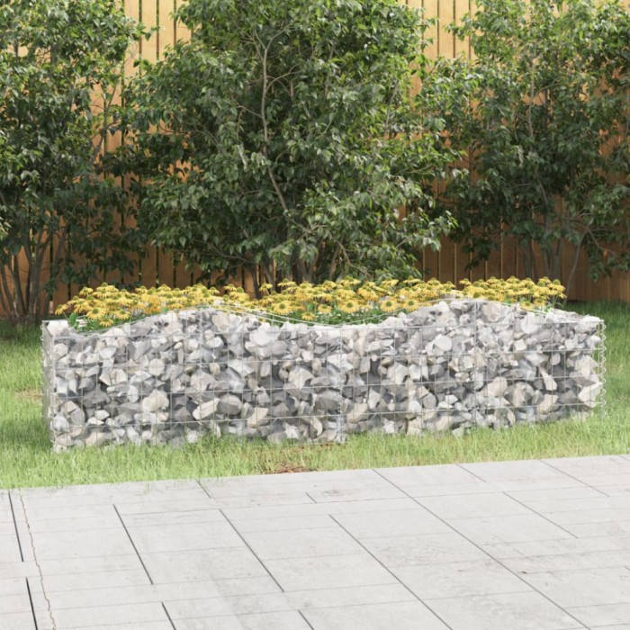 vidaXL Strat &icirc;nălțat cu gabion arcuit, 200x50x50 cm, fier galvanizat 153542