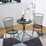 Cumpara ieftin Set bistro Outsunny din 3 piese, set pliabil de terasa in aer liber cu scaune metalice si masa rotunda pentru curte, gradina langa piscina, negru