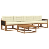 vidaXL Set de canapele de exterior cu pernă 5 pcs Natural și Crem 3382323