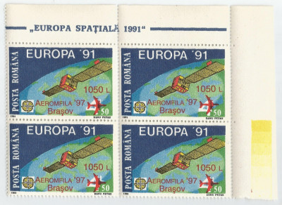 Romania, LP 1441/1997, Exp. Filat. Nat. &amp;quot;Aeromfila &amp;#039;97&amp;quot; (supratipar) bloc 4, MNH foto