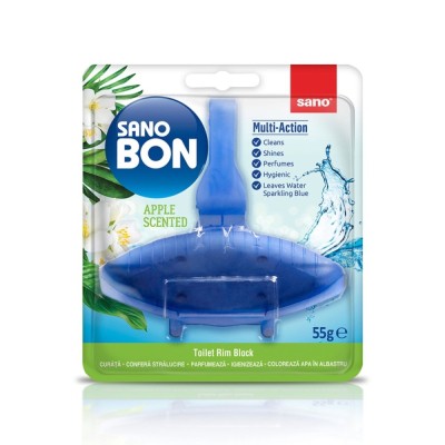 Odorizant wc Sano Bon Blue Apple Multi-Action, solid, 55 g foto