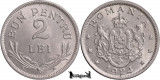 1924, 2 Lei - Bruxelles - Ferdinand I - Regatul Rom&acirc;niei | KM 47 | stare UNC