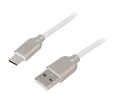 Cablu USB 2.0 USB A la USB C 1m Alb 480Mbps Aurit foto