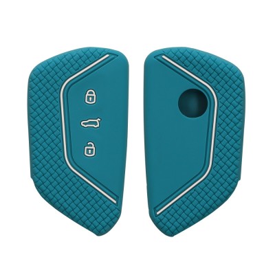 Husa Cheie Auto Kwmobile pentru VW 3 Butoane, Verde, Silicon, KWM000011JU009C foto