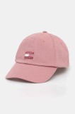 Tommy Jeans șapcă de baseball din bumbac culoarea roz, AW0AW17580