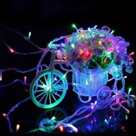 Instalatie de craciun cu baterii tip liniar, 2 jocuri de lumini, fir transparent 2 m 20 led -uri, multicolor