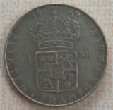 (A513) MONEDA DIN ARGINT SUEDIA - 1 KRONA 1962, LIT. U, REGELE GUSTAF VI ADOLF, Europa