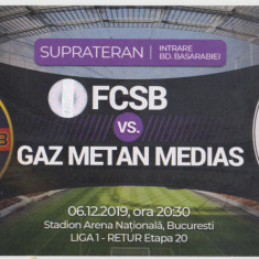 M5 - BILET ACCES PARCARE - FCSB STEAUA - GAZ METAN MEDIAS - 06 12 2019