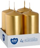 Set 4 Lumanari Decorative Cilindrice Aurii MagicHome AURA 40x80 mm
