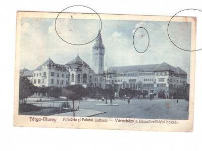 CP Targu Mures - Primaria si Palatul Cultural, interbelica, circulata, cu pete foto