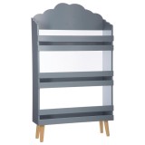 Biblioteca copii Atmosphera Nuage din MDF cu 3 rafturi si picioare din lemn, 58x100 cm, gri Household NewTrend