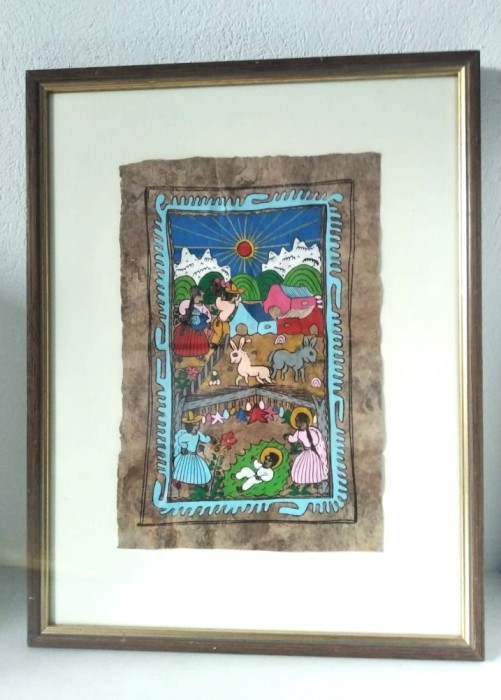 Tablou arta Mexicana, pictura pe hartie artizanala (Amate Bark paintings)