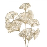 Creangă Decorativă Crăciun, 66cm, Lungă, Frunze Perforate Bej șampanie cu Glitter, Plastic, Oem