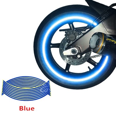 Set 16 ornamente Reflectorizante pentru jante auto, moto, culoare Albastra FAVLine Selection