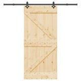 VidaXL Ușă glisantă cu set de feronerie 95x210 cm, lemn masiv de pin