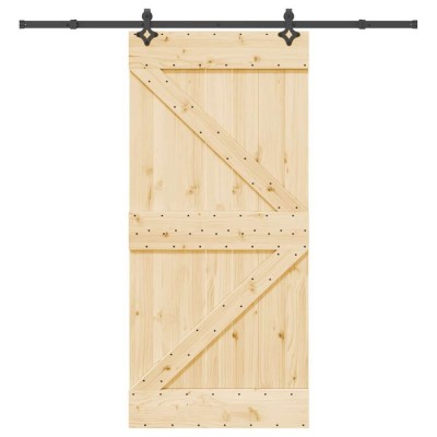 vidaXL Ușă glisantă cu set de feronerie 95x210 cm, lemn masiv de pin 3332636 foto
