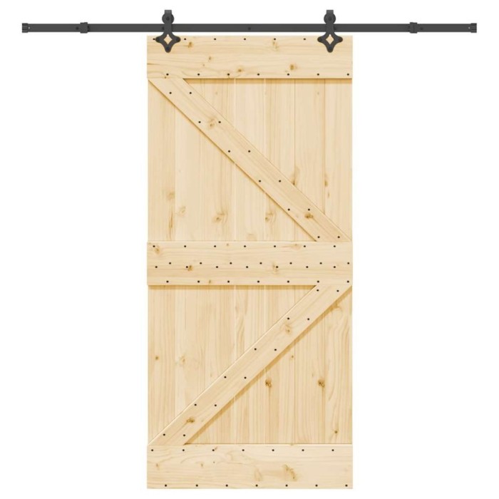 vidaXL Ușă glisantă cu set de feronerie 95x210 cm, lemn masiv de pin 3332636