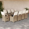 VidaXL Set bistro de grădină, 11 piese, cu perne, bej, poliratan 3277247