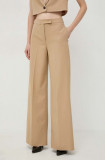 MAX&amp;Co. pantaloni femei, culoarea bej, drept, high waist 2416130000000, Max&amp;Co.