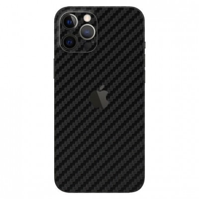 Set Folii Skin Acoperire 360 Compatibile cu Apple iPhone 12 Pro - ApcGsm Wraps Carbon Black foto