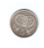 Moneda Cipru 5 cents/centi 1992, stare foarte buna, curata