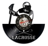 Ceas de perete decorativ, Lacrosse Sport, realizat din disc de vinil (Vinyl Record), 30 cm, mecanism silențios, negru