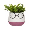 Ghiveci decorativ ochelari cu planta artificiala, Mov, 9.5x14 cm, ATU-086339, Oem