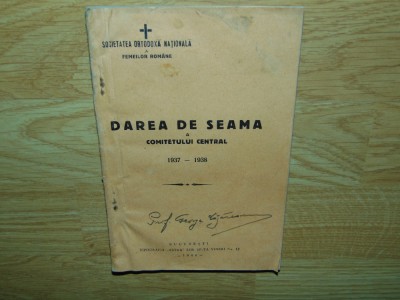 DAREA DE SEAMA A COMITETULUI CENTRAL 1937-1938 foto
