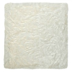 Fată de Pernă Decorativă, Imitatie Blană, Model Flori, Alb, 40x40cm
