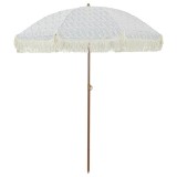 Cumpara ieftin Umbrelă de soare Gri și alb &Oslash; 160 x 195 cm Oțel