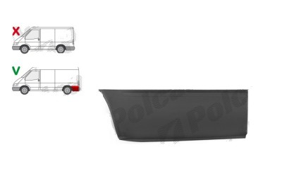 Segment reparatie colt aripa spate Ford Transit (Ve64), 1992-2000; Transit (Ve83), 06.1994-07.2000; model: lungime, montare spate, stanga, inferior; foto