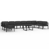 Set mobilier de gradina cu perne, 11 piese, antracit, aluminiu