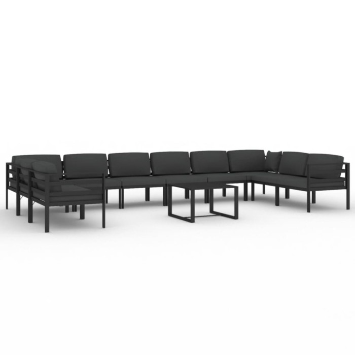 Set mobilier de gradina cu perne, 11 piese, antracit, aluminiu