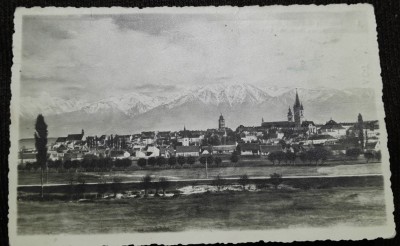 Carte postala, Sibiu vedere generala 1943 foto