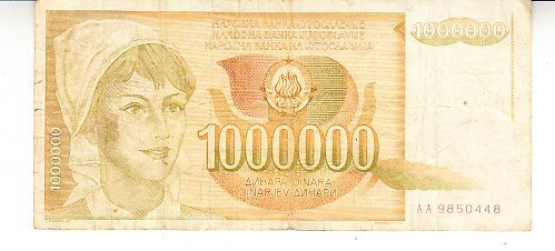 M1 - Bancnota foarte veche - Fosta Iugoslavia - 1000000 dinarI - 1989