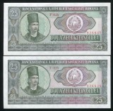 q655 RSR PERECHE CONSECUTIVA 25 LEI 1966 NECIRCULATA UNC