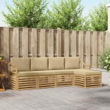 vidaXL Set de canapele de exterior cu pernă 5 pcs Alb și Bej Poliester 3391693