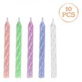 Set Lum&acirc;nări Spiralate Zi de Naștere, Multicolor, 6 cm, 10 Bucăți, Oem