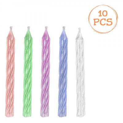 Set Lum&amp;acirc;nări Spiralate Zi de Naștere, Multicolor, 6 cm, 10 Bucăți foto