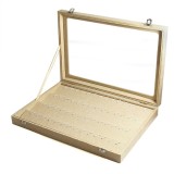 Cumpara ieftin Caseta Prezentare Pandantive/Cercei Tex Barn TP05TB, 56 pozitii, Geam Plexiglas, 35x24x5cm, Galben